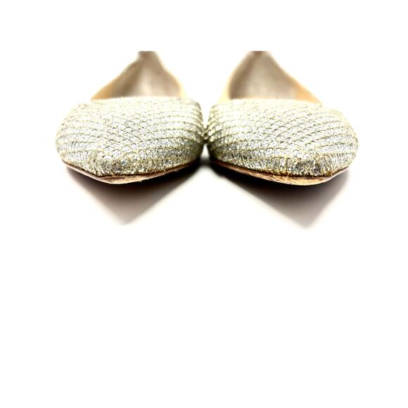 Jimmy Choo Sandy Glitter Fabric Champagne Flats Size 38 - Picture 5 of 11